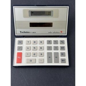 Technico F-800 Solar Calculator Vtg pocket sized solar powered tested working